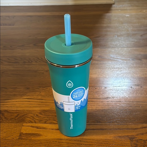 ThermoFlask Teal Tumbler with Straw - Picture 1 of 2